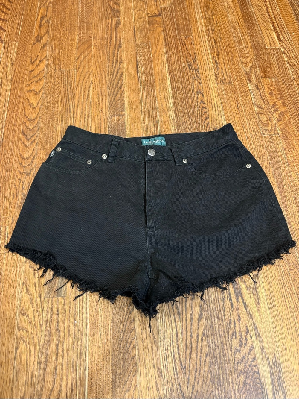 Vintage Lauren Jeans Co. Ralph Lauren Black Denim Cutoff Shorts size 10